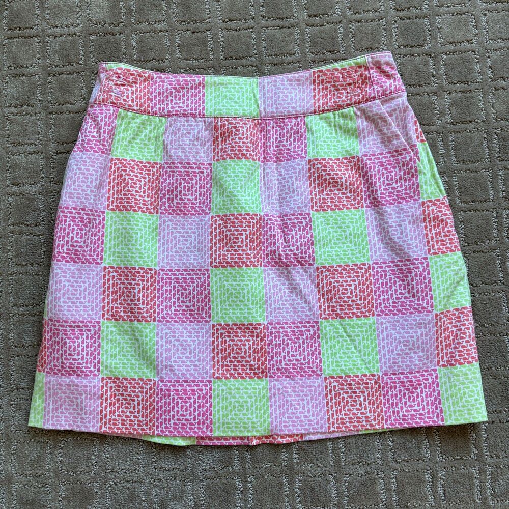 Vineyard Vines Patchwork Whale Print Skirt Women's 2 Zip Cotton Colorful Preppy
